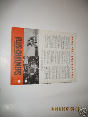 Allis chalmers model wf tractor ad brochure