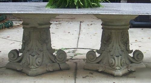 Granite top dining-conference table with ornate columns