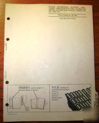 John deere 810 810A 812 814 plow parts catalog manual