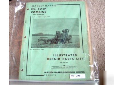 Massey harris 60 sp combine parts manual catalog