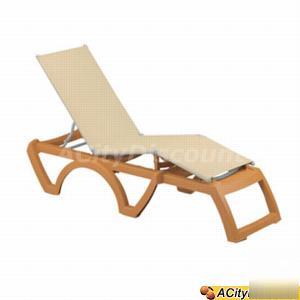 1DZ grosfillex ergolounge khaki patio chaise lounge