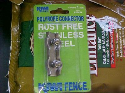 Fence rope polyrope connectors for horse electric fence
