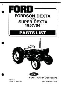 Ford fordson dexta & super dexta parts manual 1957-64
