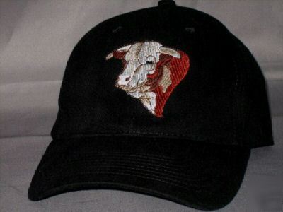 Hereford bull - ball cap - black - adult size