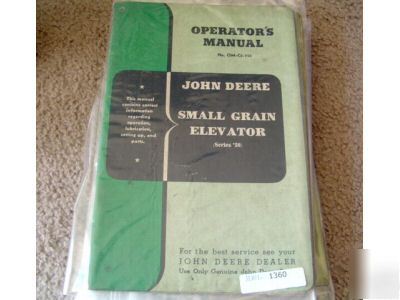 John deere 50 series small grain elevator ops manual