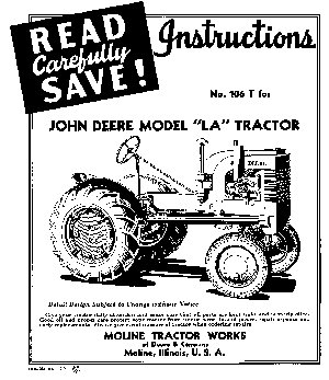 John deere model la tractor instructions manual #106T
