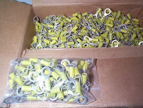 Huge lot 12-10 yellow insul. lug ring terminal 5/16â€ 