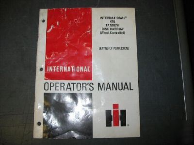 Ih international harvester 475 tandem disk harrow book