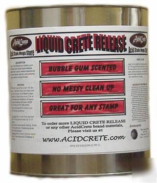 Liquid crete release agent for concrete stamps. 1 ga