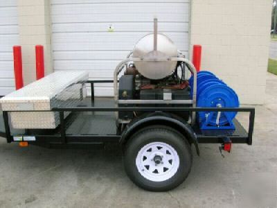 Trailer mounted hot water pressure washer, washers