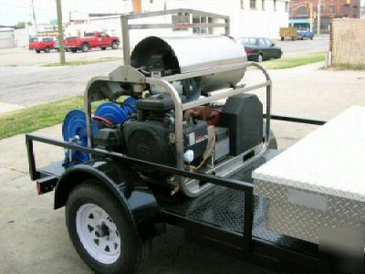 Trailer mounted hot water pressure washer, washers