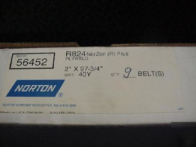 9 norton norzon 40G abrasive sanding belts 2 x 97-3/4â€ 