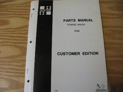Hyster W5B towing winch parts manual