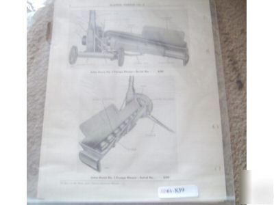 John deere 2 forage blower parts manual catalog 1949