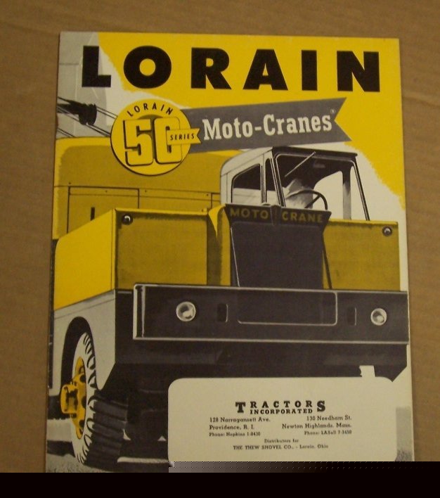 Lorain 1950-1958 moto crane sales brochure