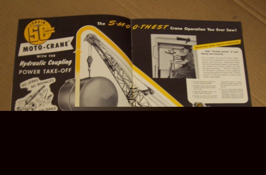 Lorain 1950-1958 moto crane sales brochure