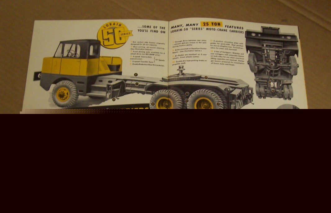 Lorain 1950-1958 moto crane sales brochure