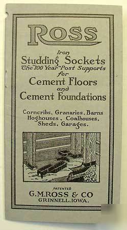 1910S ross cement socket catalog farm foundation build