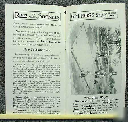 1910S ross cement socket catalog farm foundation build