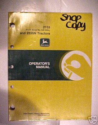 John deere 2155 & 2355N tractor operator's manual