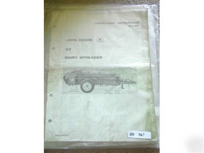 John deere jd 33 dairy spreader pre-delivery manual