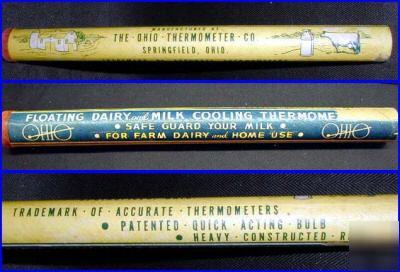 Vintage floating dairy milk cooling mercury thermometer