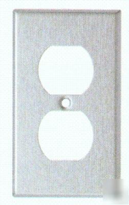 1G gang duplex receptacle wall plate, stainless steel