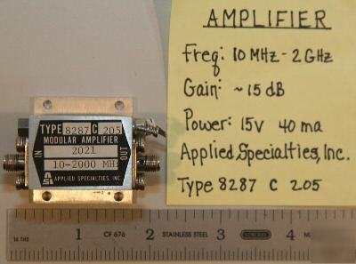 Amplifier 10-2000 mhz 15 db applied spec. type 8287C205
