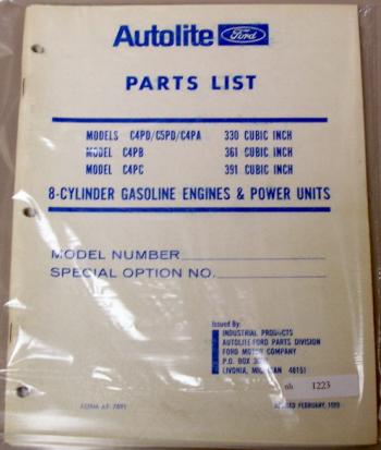 Ford C4PD C5PB C4PC gas engine power unit parts manual