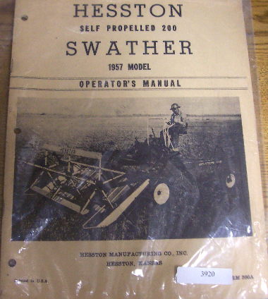 Hesston self propelled 200 swather operator manual 1957