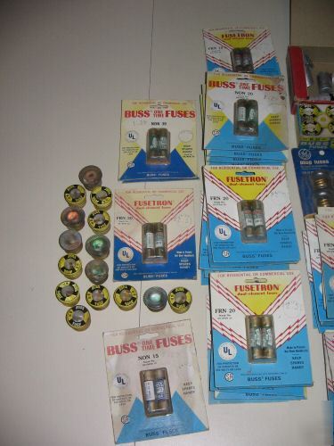 Huge lot of buss & fusetron & ge fuses & starters