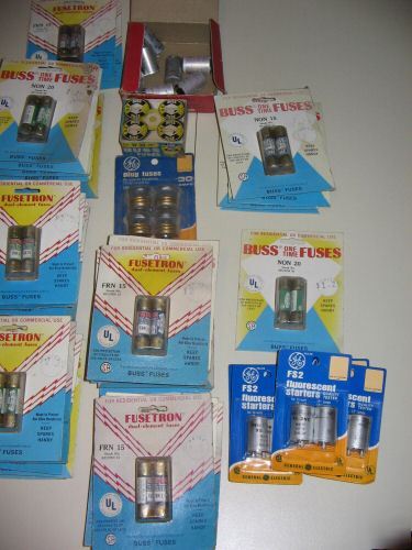 Huge lot of buss & fusetron & ge fuses & starters