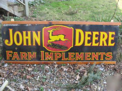 Old vintage john deere tractor farm sign blue red