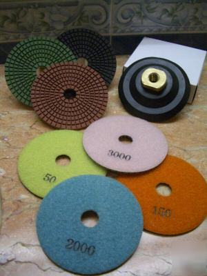 4 inch diamond stone marble polishing pad set polisher