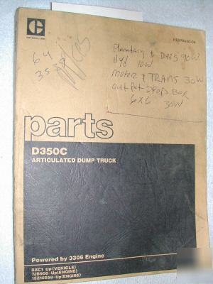 Caterpillar D350C articulated truck parts manual cat