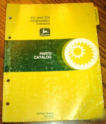 John deere 312 & 314 lawn garden tractor parts catalog