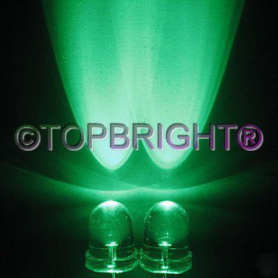 New 100 pcs 8MM wide angle 60KMCD green led f/r 40Â° 