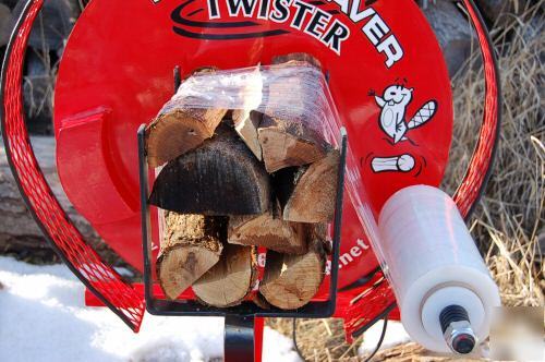 Wood beaver twister firewood bundler wrapper 