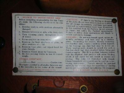 Antique vintage w & l.e. gurley transit, tripod, & box