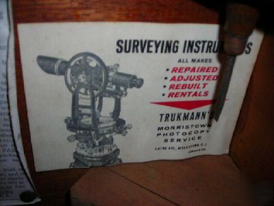 Antique vintage w & l.e. gurley transit, tripod, & box