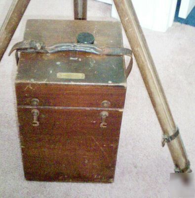 Antique vintage w & l.e. gurley transit, tripod, & box