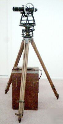 Antique vintage w & l.e. gurley transit, tripod, & box