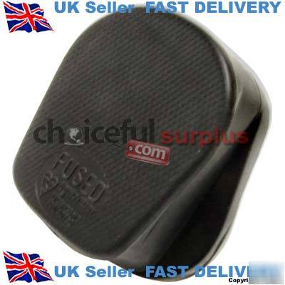 Jojo 3-pin 13A black fused heavy-duty plug no 