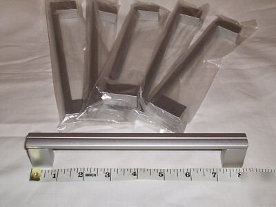 New 6 satin steel finish cupboard/drawer handles sealed