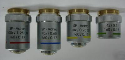 Set of four 37MM microscope semi-plan objectives bid$39