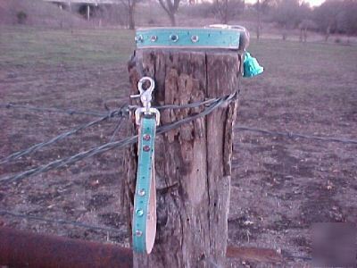 Turquoise ostrich leather goat lead 4-h ffa boer goat