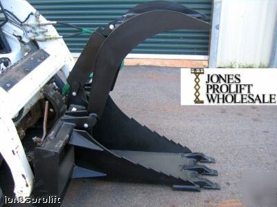 X-treme stump grapple bucket for skid steer bobcat etc