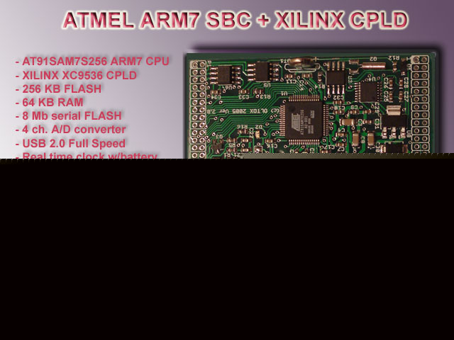 Atmel ARM7 AT91SAM7 + xilinx cpld sbc dev kit w/ jtag