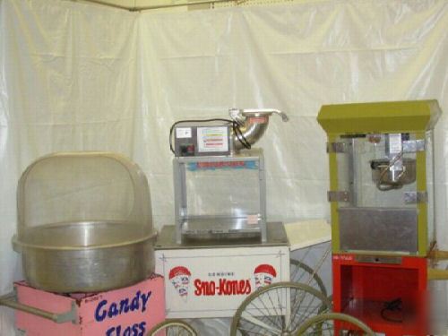 Cotton candy, sno kone , popcorn, concession machines