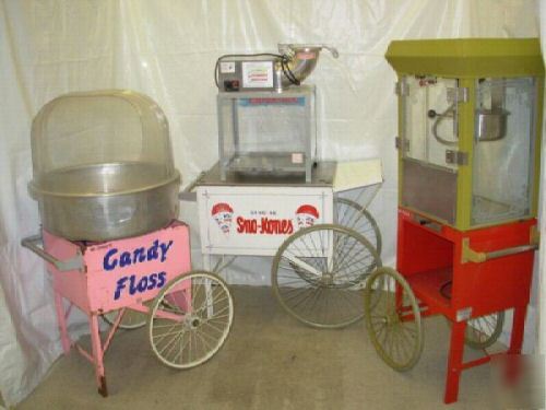 Cotton candy, sno kone , popcorn, concession machines